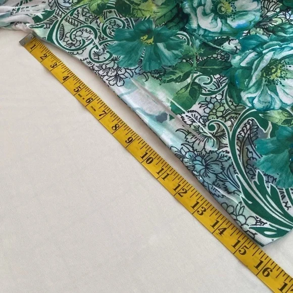 JM Collection blouse petite 3/4 length sleeves scoop neck floral/paisley Sz XLP - Picture 2 of 9